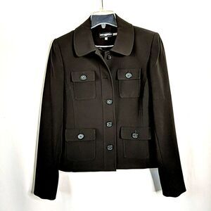 Karl Lagerfeld Paris Black Pocket Front Blazer Jacket Women Size 8 Medium
